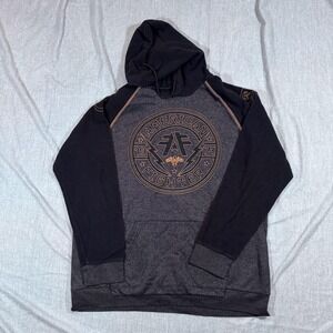 American Fighter Hoodie Mens XL Black Gray Pullover Athletic Sweatshirt Buckle 8